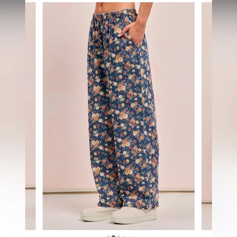 B6068–BIBI DENIM FLORAL MATCHING PANTS 🚨 - Picture 3 of 3